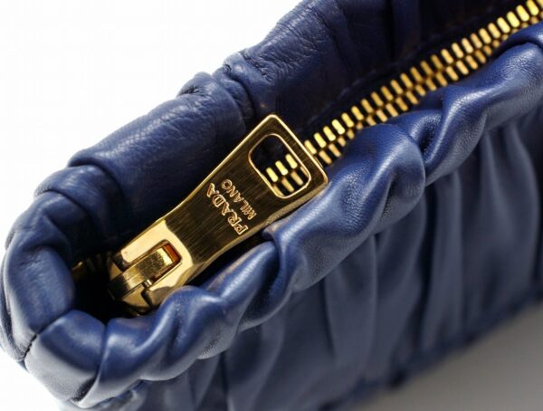 11580918 6 Prada Gathered Leather Clutch Bag Blue