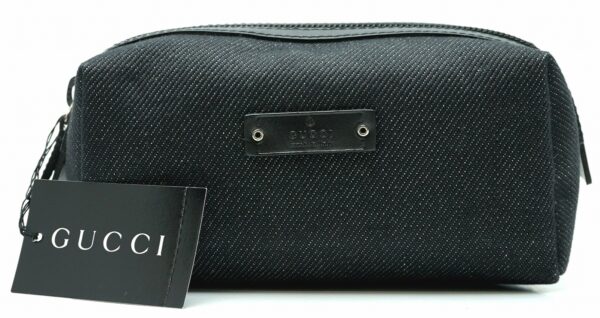 11580981 Gucci Denim Pouch Multi Pouch Black Denim Leather