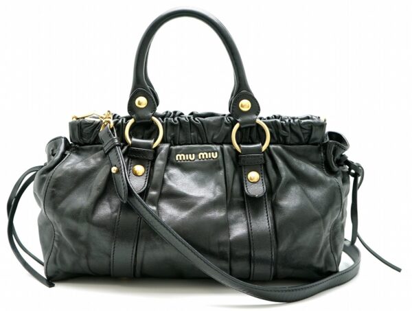 11581040 Miu Miu Tote Bag 2Way Shoulder Bag Leather Black