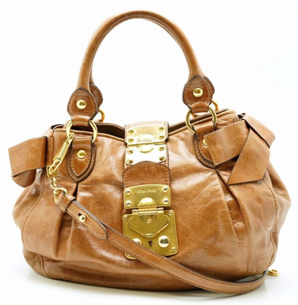 11581041 Miu Miu Handbag 2Way Shoulder Bag Leather Brown