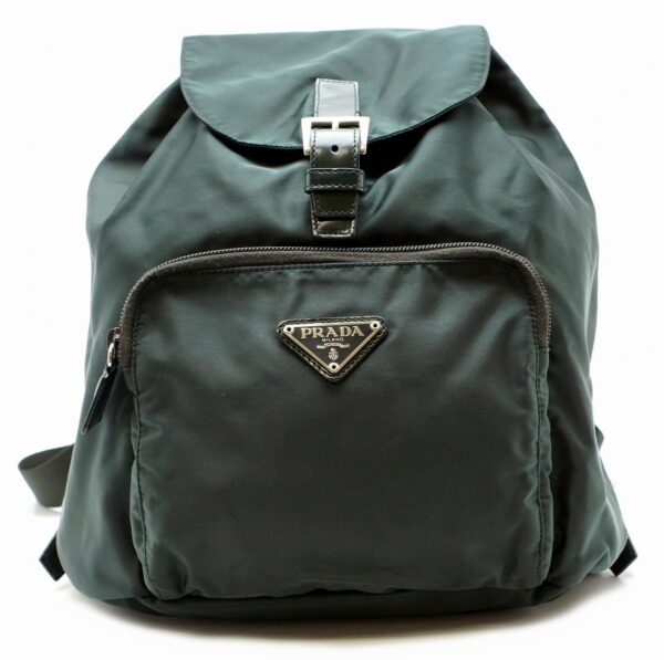 11581053 Prada Nylon Leather Rucksack Shoulder Bag Green