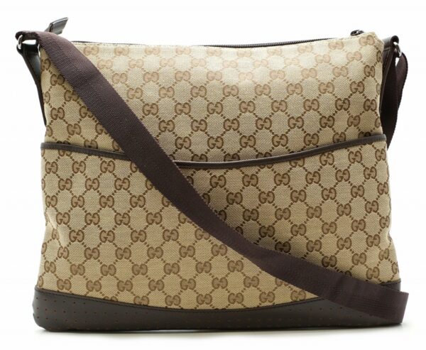 11581130 Gucci GG Shoulder Bag Leather Khaki Beige Brown