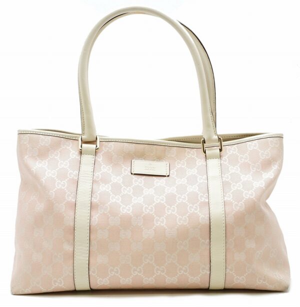 11581146 Gucci GG Canvas Tote Bag Shoulder Tote Leather Pink White