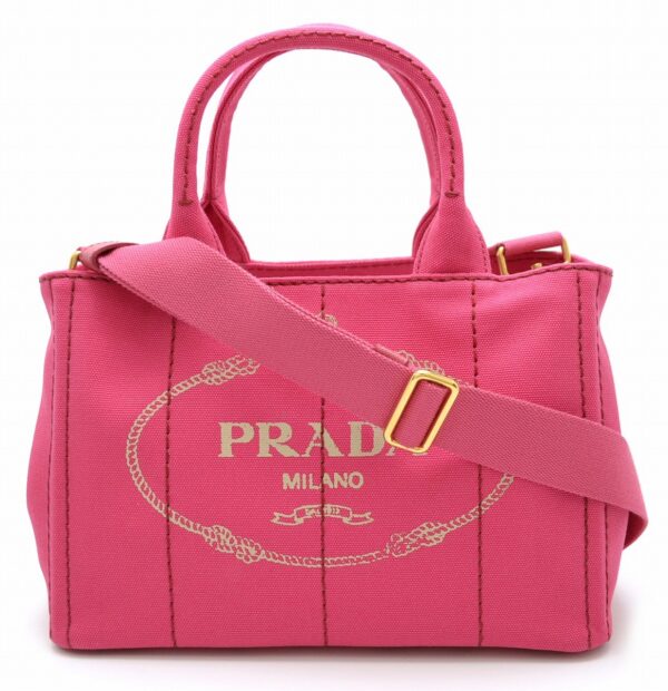 11581175 Prada Canapa Denim 2way Tote Shoulder Bag Pink