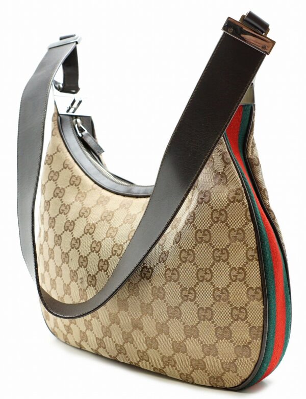 11581265 1 Gucci GG Sherry Line Shoulder Bag Leather Khaki Beige Brown