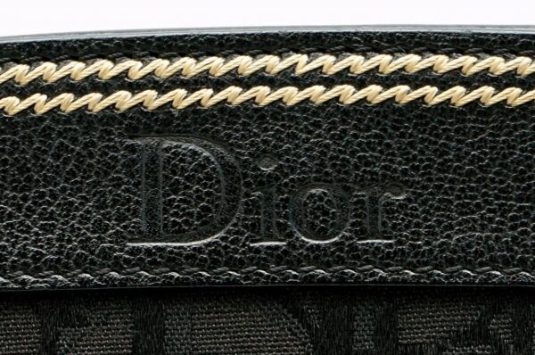 11581393 8 Christian Dior Trotter Floral Embroidery Handbag Leather Black