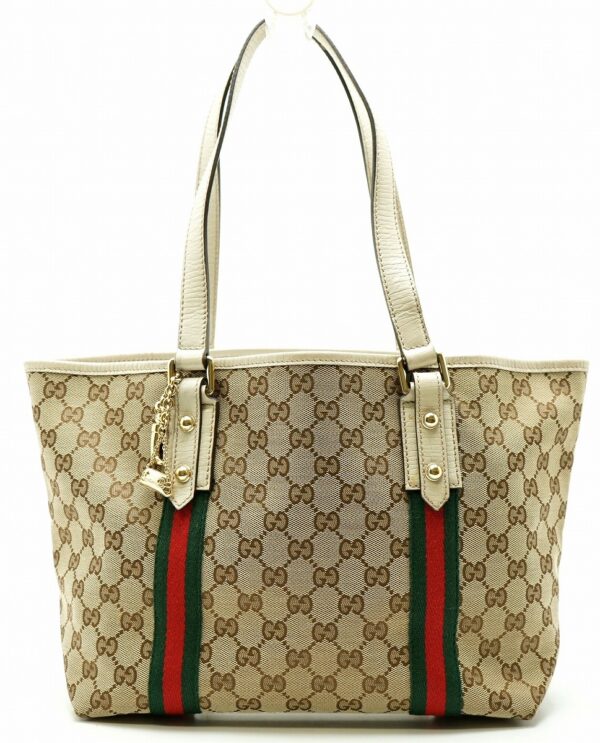 11581394 Gucci GG Tote Bag Sherry Line Tote Khaki Beige Brown