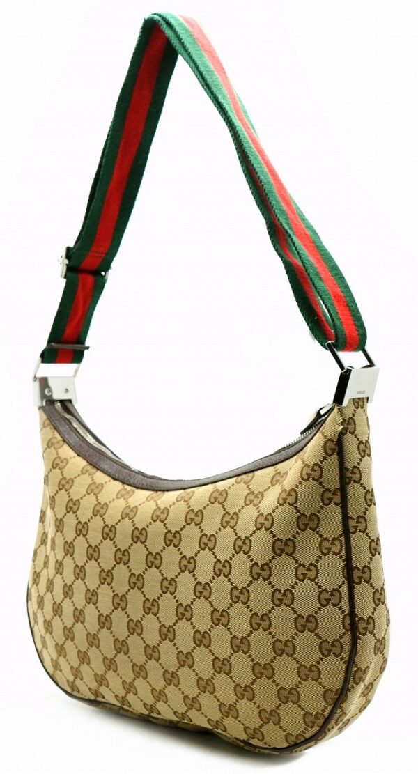 11590222 1 Gucci GG Shoulder Bag Croissant Leather Khaki Brown