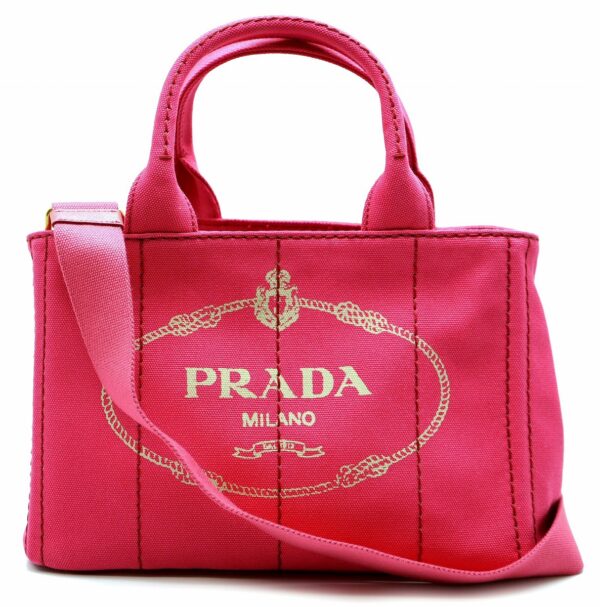 11590248 Prada Canapa Denim 2way Tote Shoulder Bag Pink