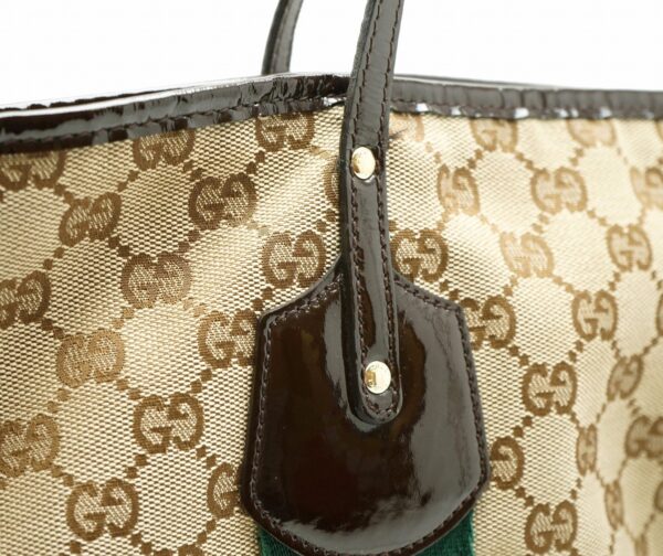 11590267 5 Gucci GG Canvas Tote Bag Sherry Line Khaki Beige Brown Brown