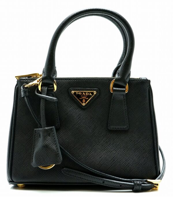 11590291 Prada Saffiano Lux Embossed Leather 2way Crossbody Shoulder Bag Black