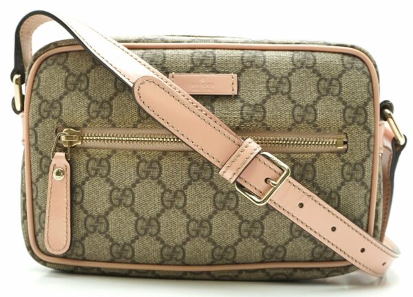 11590839 Gucci GG Supreme Shoulder Pochette Leather Khaki Beige Pink