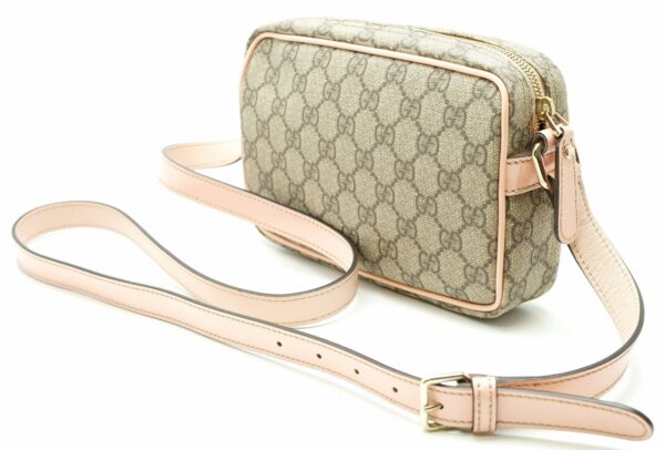 11590839 1 Gucci GG Supreme Shoulder Pochette Leather Khaki Beige Pink