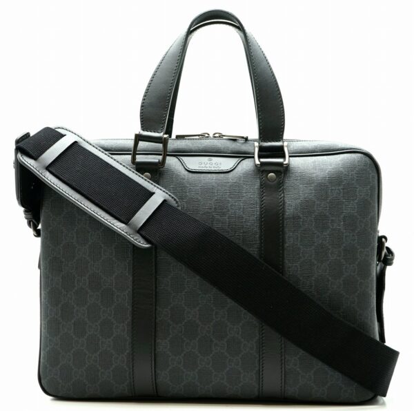 11590845 Gucci GG Supreme Briefcase Leather Black