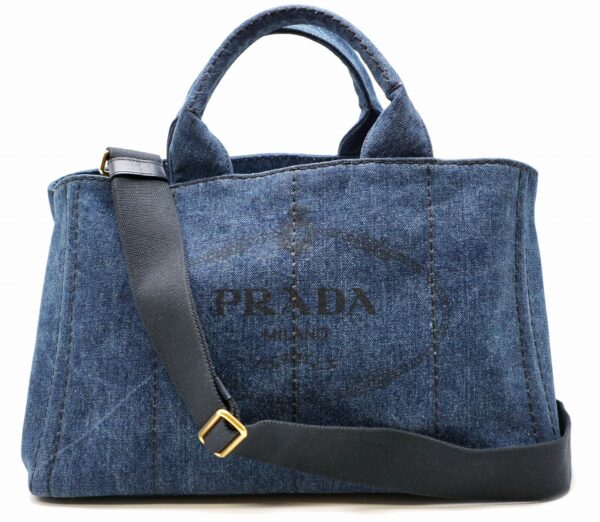 11590958 Prada Canapa Denim 2way Tote Shoulder Bag Blue