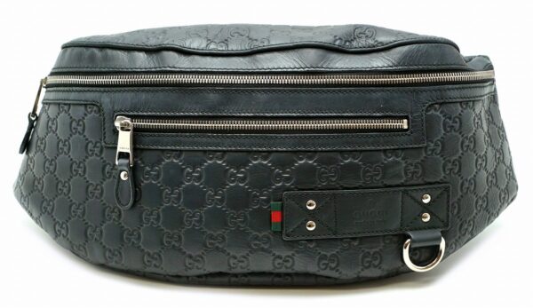 11590961 Gucci Rubber Guccissima Body Bag Rubber Coating Leather Navy