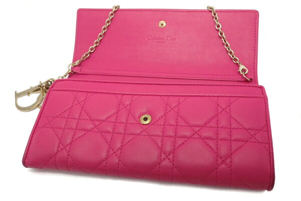 11591036 1 Christian Dior Lady Dior Cannage Chain Wallet Leather Pink