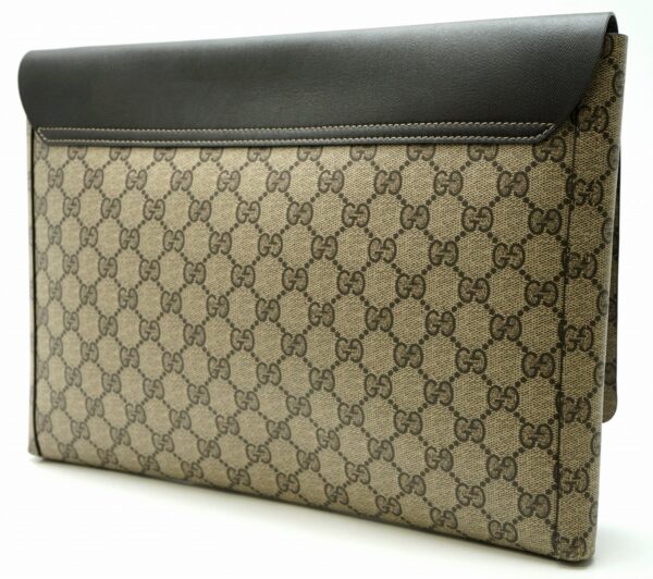 11591044 1 Gucci GG Supreme Clutch Bag Handbag Leather Beige Brown