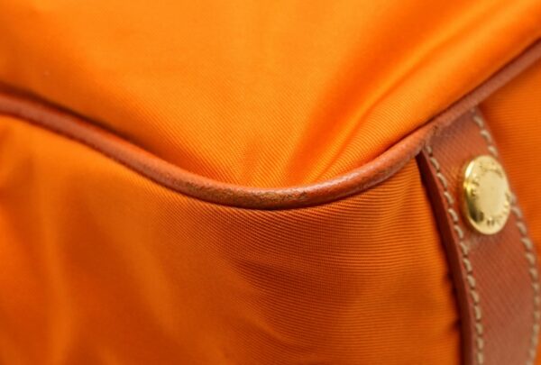 11591224 2 Prada Leather Nylon 2way Tote Shoulder Bag Orange