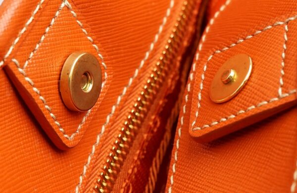 11591224 5 Prada Leather Nylon 2way Tote Shoulder Bag Orange