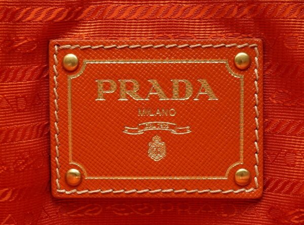 11591224 8 Prada Leather Nylon 2way Tote Shoulder Bag Orange