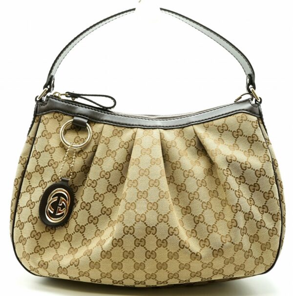 11591278 Gucci GG Sookie Shoulder Bag Leather Khaki Beige Brown