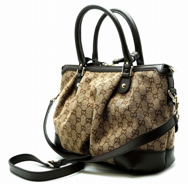 11591312 1 Gucci GG 2WAY Shoulder Bag Handbag Leather Beige Brown