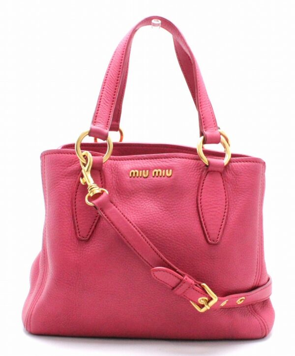 11591314 Miu Miu Vitello Caribbean 2Way Shoulder Bag Crossbody Pink