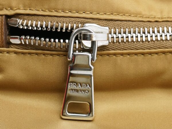 11591356 5 Prada Leather Nylon Mini 2way Shoulder Bag Yellow Brown