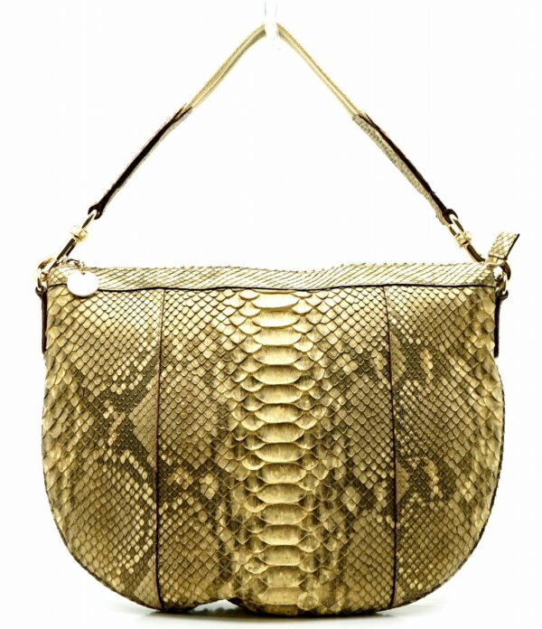 11591359 Gucci Snake Python Shoulder Bag Metallic Champagne