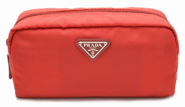 11591424 Prada Nylon Cosmetic Pouch Red