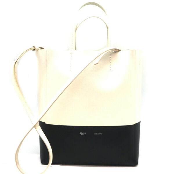 116 1 Celine Vertical Cover Leather Bag White Black