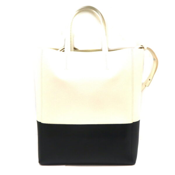 116 2 Celine Vertical Cover Leather Bag White Black