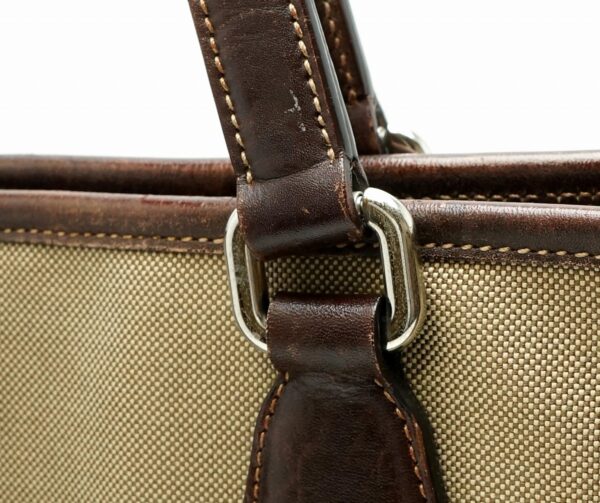 11600149 5 Prada Jacquard Canvas Leather 2way Tote Shoulder Bag Khaki Brown