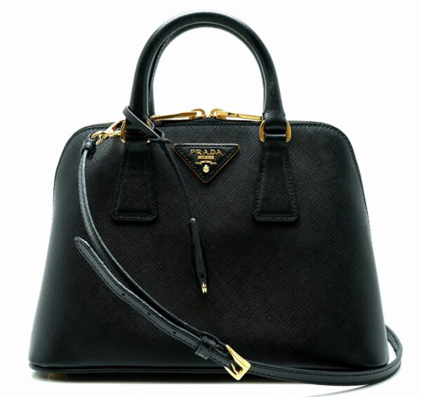 11600638 Prada Saffiano Leather 2way Handbag Shoulder Bag Black