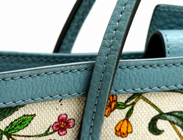 11600844 6 Gucci Flora Tote Bag Canvas Leather Blue Floral Pattern