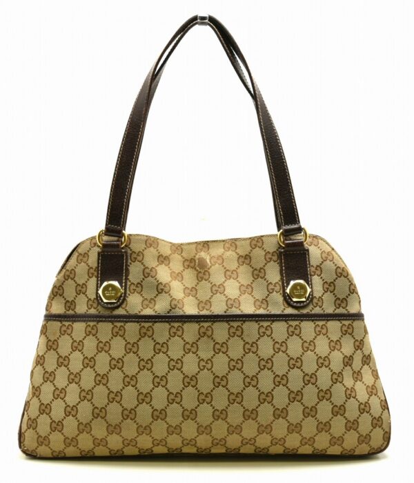 11600992 Gucci GG Canvas Shoulder Bag Leather Khaki Beige Brown