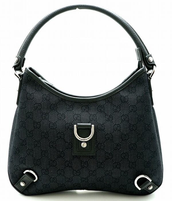 11601093 Gucci GG Canvas Shoulder Black Leather