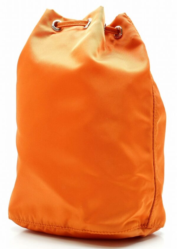 11601144 1 Prada Nylon Pouch Drawstring Pouch Leather Papaya Orange