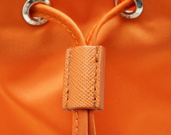 11601144 6 Prada Nylon Pouch Drawstring Pouch Leather Papaya Orange