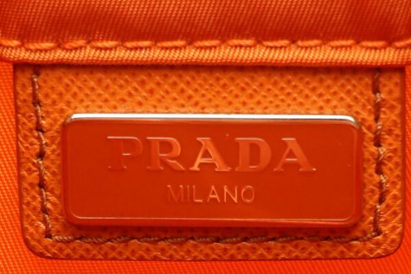 11601144 7 Prada Nylon Pouch Drawstring Pouch Leather Papaya Orange