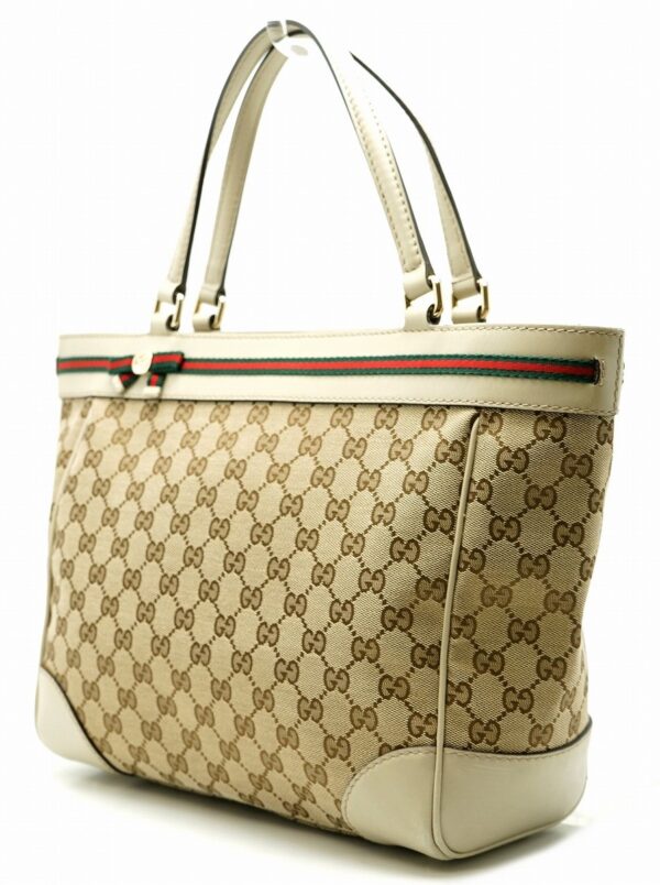 11601171 1 Gucci Mayfair Princey GG Tote Bag Leather Khaki Beige