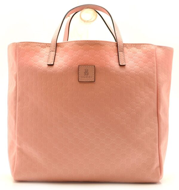 11601232 Gucci Nylon Micro Guccisima Tote Bag Leather Pink