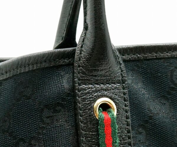 11601437 6 Gucci Princy Line GG Ribbon Tote Bag Leather Black