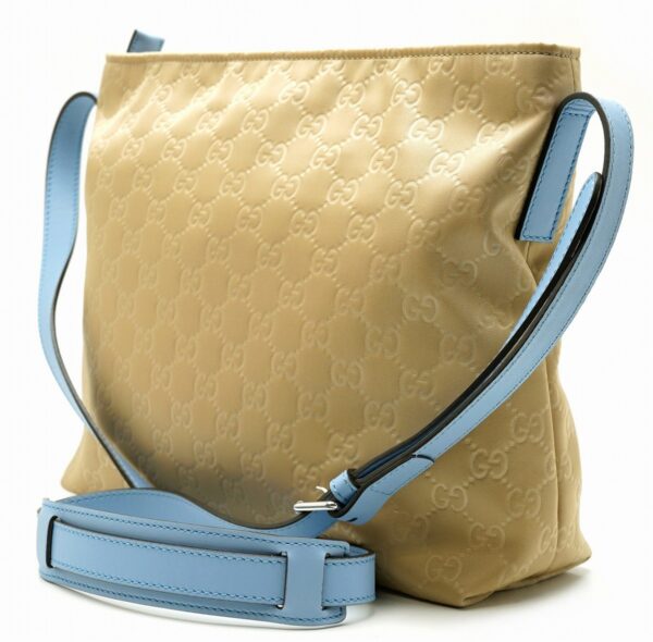 11601438 1 Gucci GG Nylon Shoulder Bag Beige Light Blue