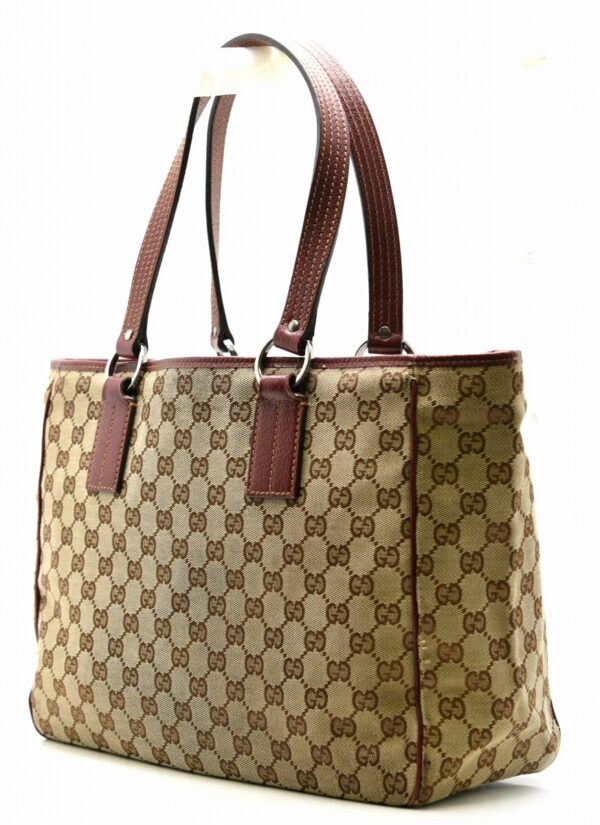 11601555 1 Gucci GG Shoulder Tote Bag Khaki Beige Red