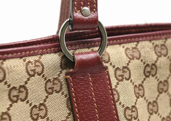 11601555 6 Gucci GG Shoulder Tote Bag Khaki Beige Red