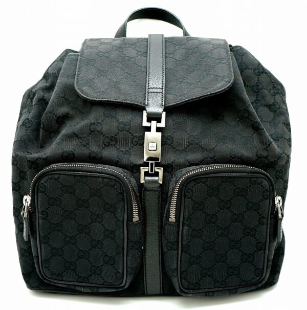 11610053 Gucci GG Canvas Jackie Rucksack Backpack Black