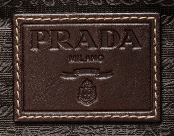 11610506 8 Prada Logo Jacquard Shoulder Bag Leather Brown