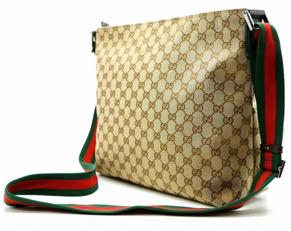 11610847 1 Gucci GG Canvas Shoulder Bag Crossbody Sherry Line Khaki Brown